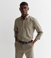 New Look Olive Poplin Long Sleeve Regular Fit Shirt